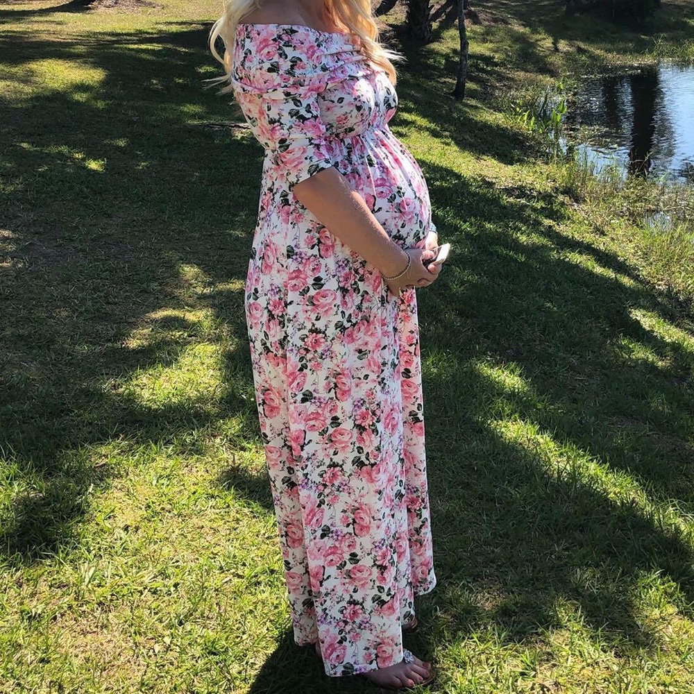 Pink Blush Maternity large floral maxi dress